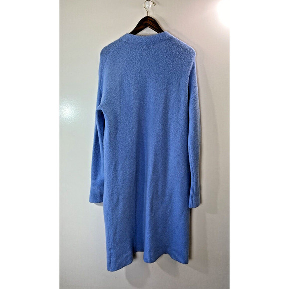 Halogen Womens Wool Blend Duster Cardigan Size M Periwinkle Blue Soft Warm Cozy - Picture 2 of 8